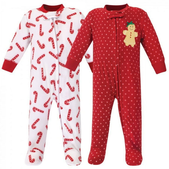 Hudson Baby Infant Girl Fleece Zipper Sleep and Play 2pk, Sugar Spice, 6-9 Months