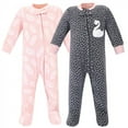 thumbnail image 1 of Hudson Baby Infant Girl Fleece Zipper Sleep and Play 2pk, Swan, 0-3 Months, 1 of 3