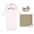 thumbnail image 1 of Hudson Baby Infant Girl Gown, Swaddle Blanket and Cap or Headband, Leopard Mamas Mini, 0-6 Months, 1 of 2
