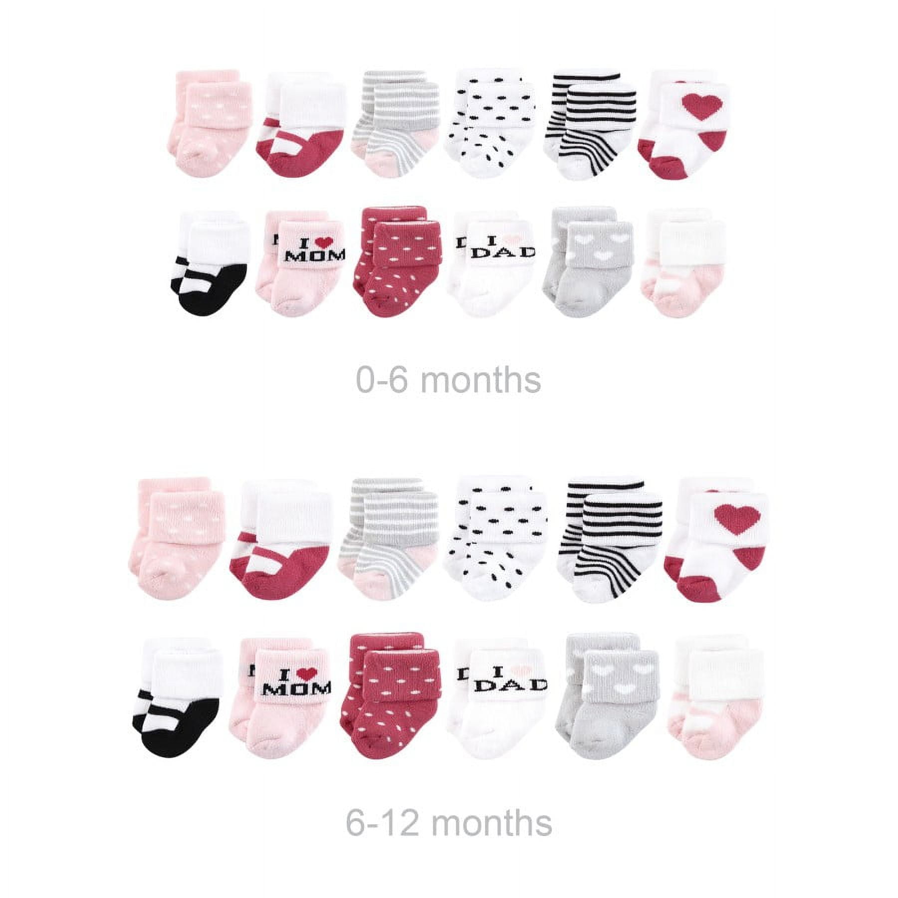 Hudson Baby Infant Girl Grow with Me Cotton Terry Socks