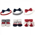 thumbnail image 1 of Hudson Baby Infant Girl Headband and Socks Giftset 6pc, Red Navy, One Size, 1 of 2