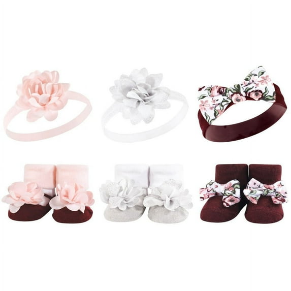 Hudson Baby Headband and Socks Giftset, 6-Piece, 0-9 Months
