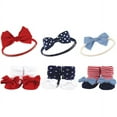 thumbnail image 1 of Hudson Baby Infant Girl Headband and Socks Giftset, Red Chambray, One Size, 1 of 5