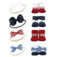 thumbnail image 1 of Hudson Baby Infant Girl Headband and Socks Giftset, Red Navy Flower, One Size, 1 of 6