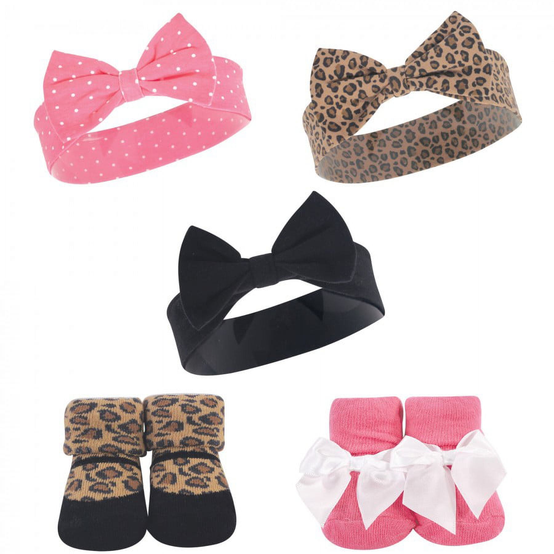 Hudson Baby Headband and Socks Giftset, 6-Piece, 0-9 Months