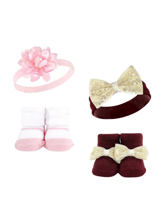Infant Girl Headband and Socks Set, Flower, 0-9 Months