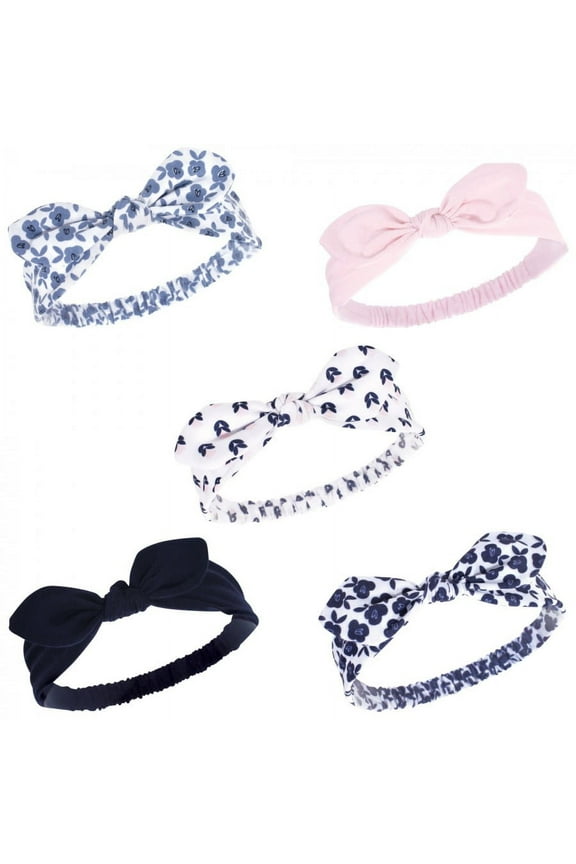 Infant Girl Headbands 5pk, Blue Floral, 0-24 Months