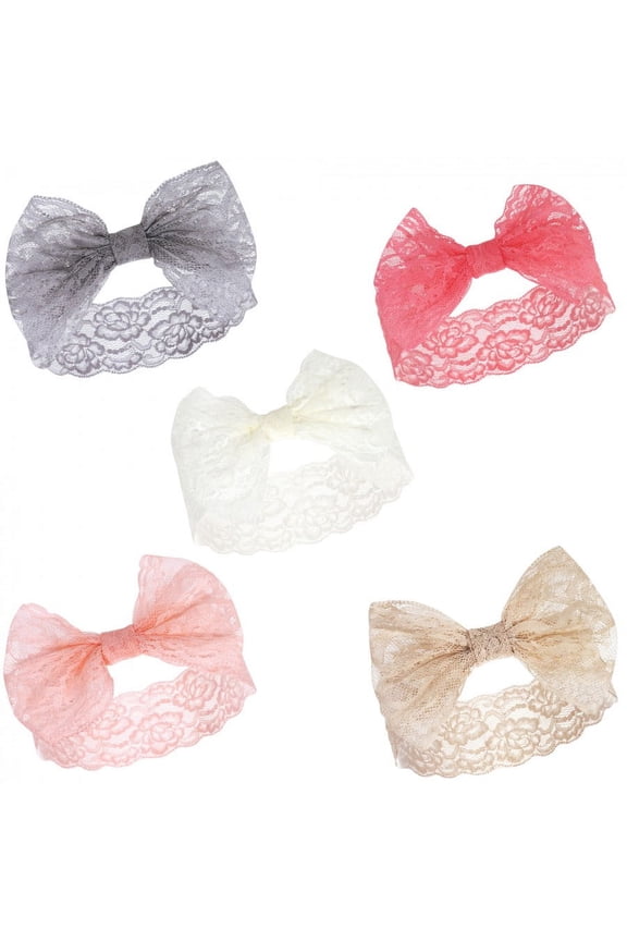 Infant Girl Headbands 5pk, Charcoal Pink, 0-24 Months