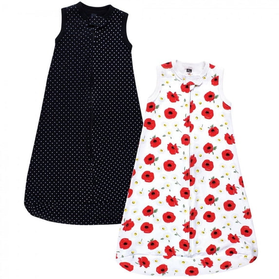 Hudson Baby Infant Girl Interlock Cotton Sleeveless Sleeping Bag, Poppy Daisy, 18-24 Months