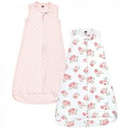 Hudson Baby Infant Girl Interlock Cotton Sleeveless Sleeping Bag, Soft Pink Roses, 0-3 Months