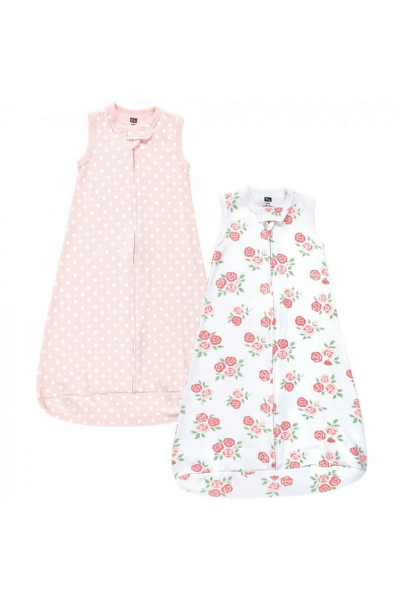 Infant Girl Interlock Cotton Sleeveless Sleeping Bag, Soft Pink Roses, 12-18 Months