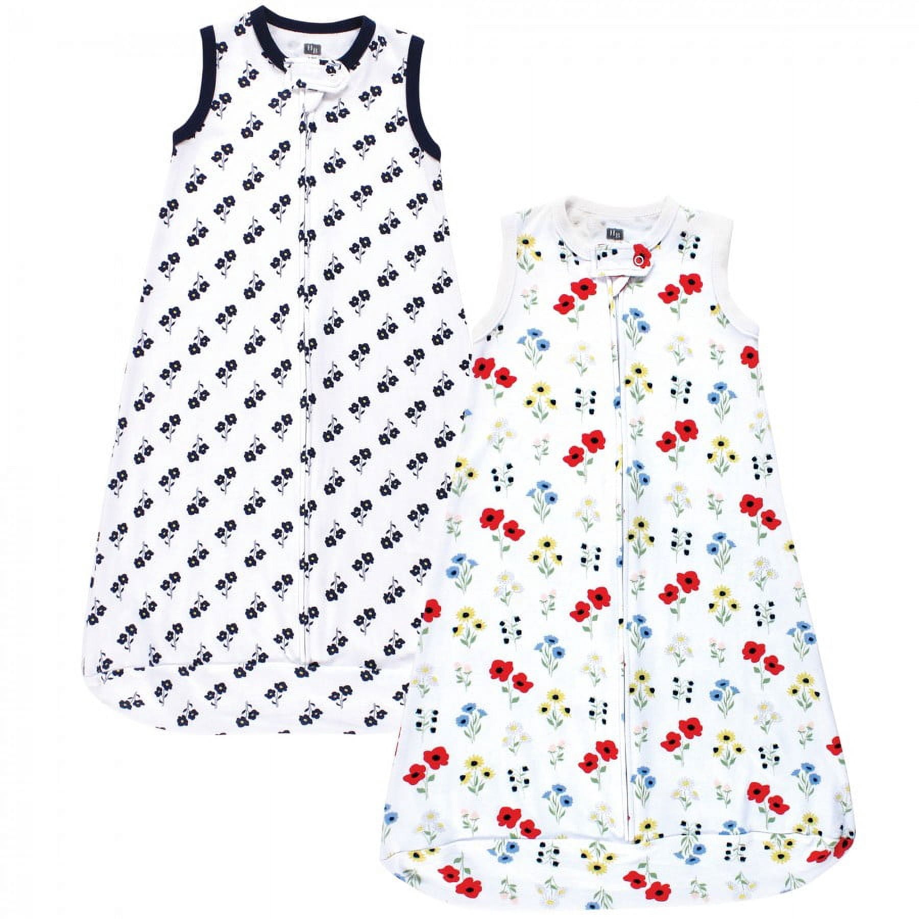 Hudson Baby Infant Girl Interlock Cotton Sleeveless Sleeping Bag, Wildflower, 12-18 Months