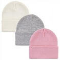 thumbnail image 1 of Hudson Baby Infant Girl Knit Cuffed Beanie 3pk, Orchid Pink, Adult, 1 of 5
