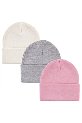 Infant Girl Knit Cuffed Beanie 3pk, Orchid Pink, Youth