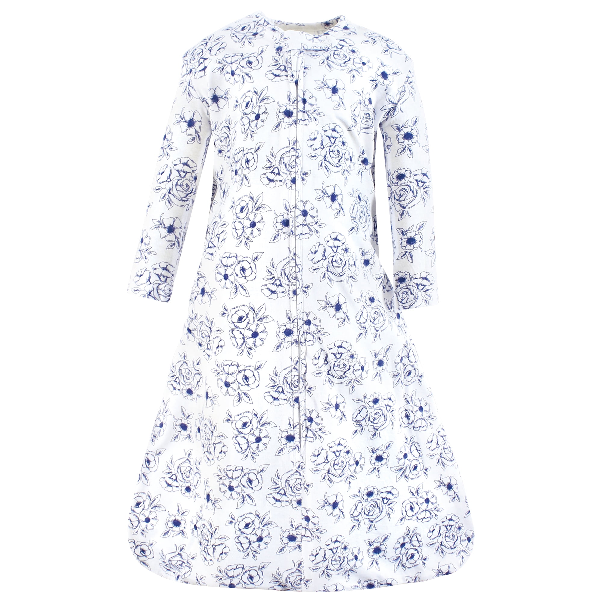 Hudson Baby Infant Girl Long Sleeve Cotton Jersey Sleeping Bag, Blue Toile, 0-6 Months
