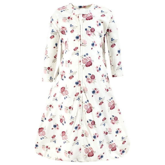 Hudson Baby Infant Girl Long Sleeve Cotton Jersey Sleeping Bag, Dusty Rose Floral, 0-6 Months