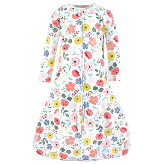 Hudson Baby Infant Girl Long Sleeve Cotton Jersey Sleeping Bag, Modern Botanical, 0-6 Months