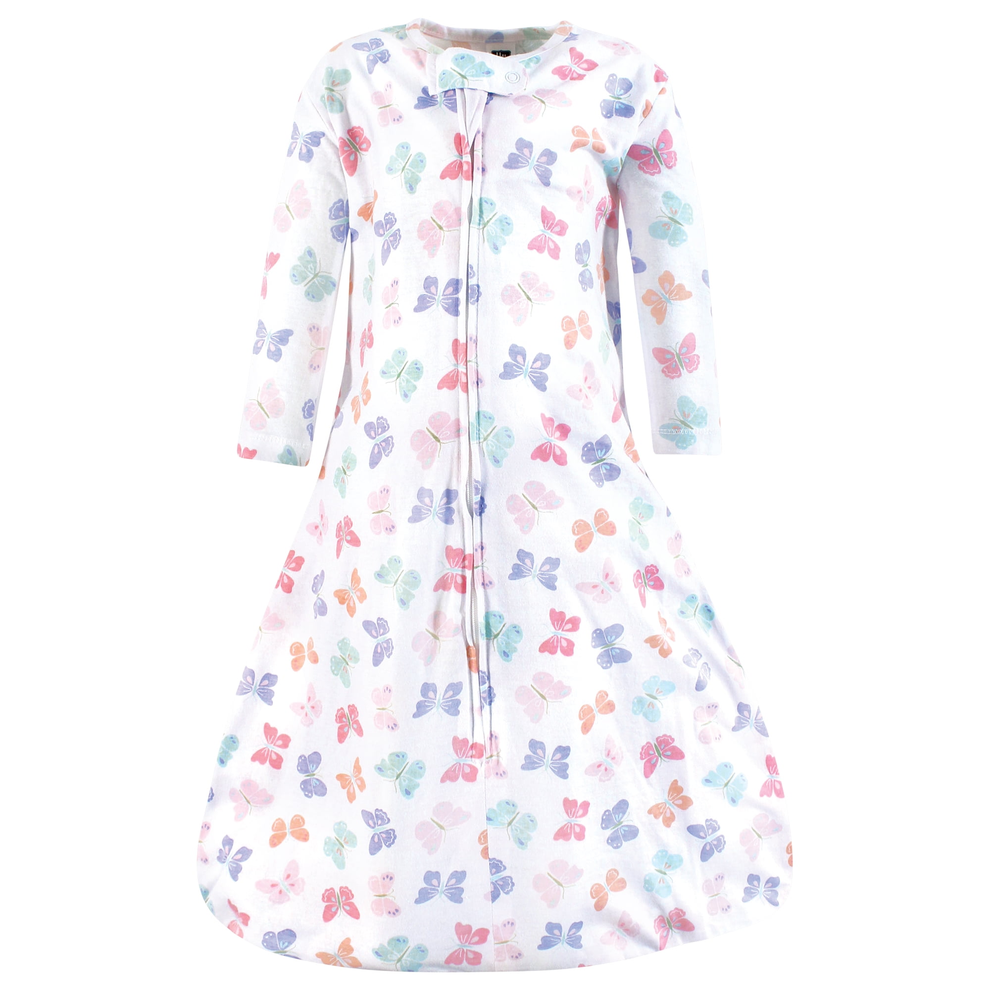 Hudson Baby Infant Girl Long Sleeve Cotton Jersey Sleeping Bag, Pastel Butterfly, 0-6 Months