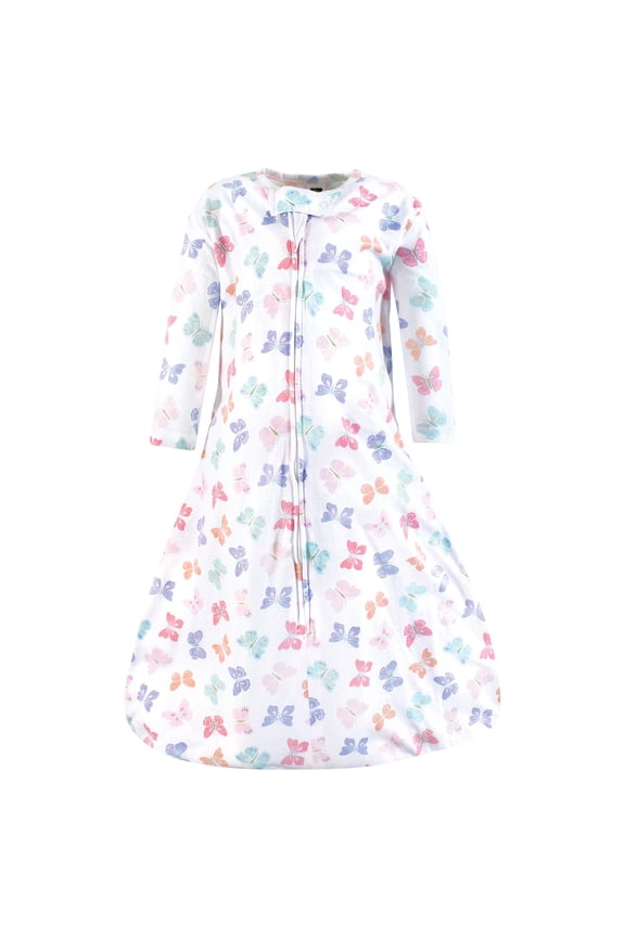 Infant Girl Long Sleeve Cotton Jersey Sleeping Bag, Pastel Butterfly, 0-6 Months
