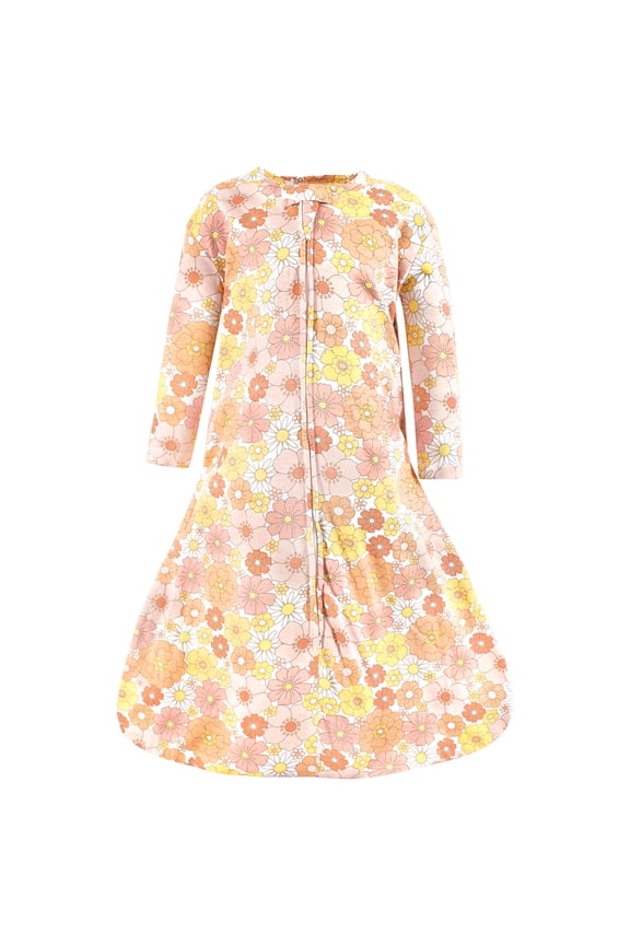 Infant Girl Long Sleeve Cotton Jersey Sleeping Bag, Peace Love & Flowers, 0-6 Months