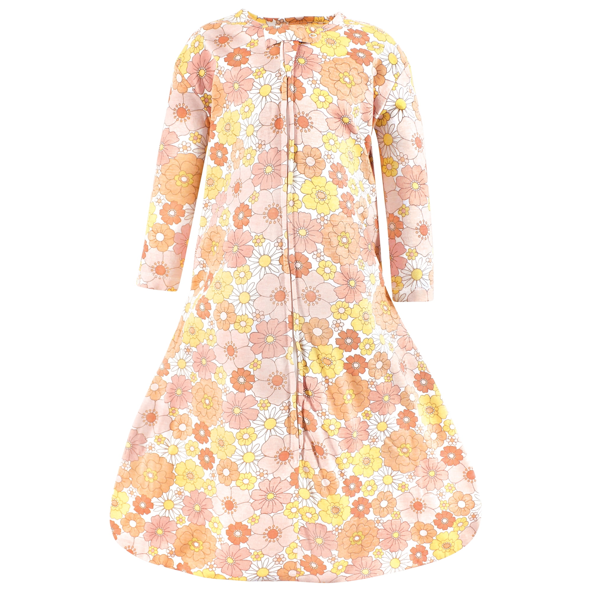 Hudson Baby Infant Girl Long Sleeve Cotton Jersey Sleeping Bag, Peace Love & Flowers, 6-12 Months