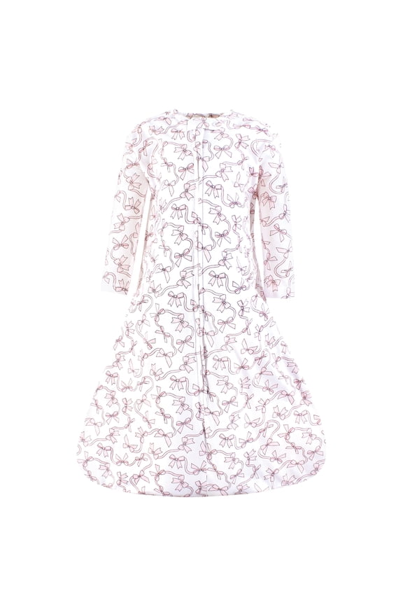 Infant Girl Long Sleeve Cotton Jersey Sleeping Bag, Pink Bows, 0-6 Months