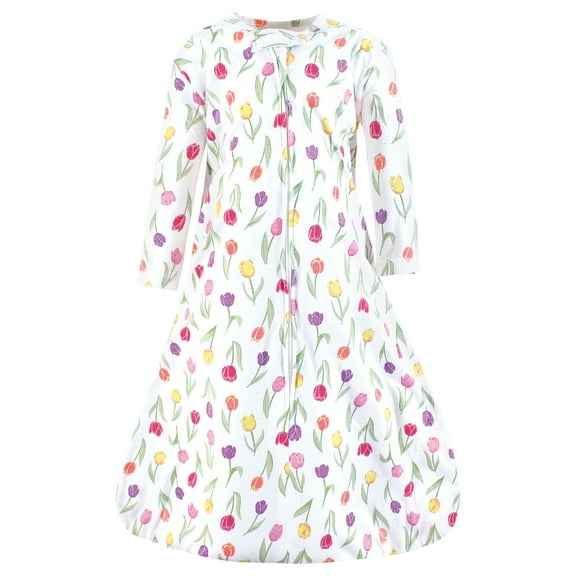 Hudson Baby Infant Girl Long Sleeve Cotton Jersey Sleeping Bag, Spring Tulips, 0-6 Months