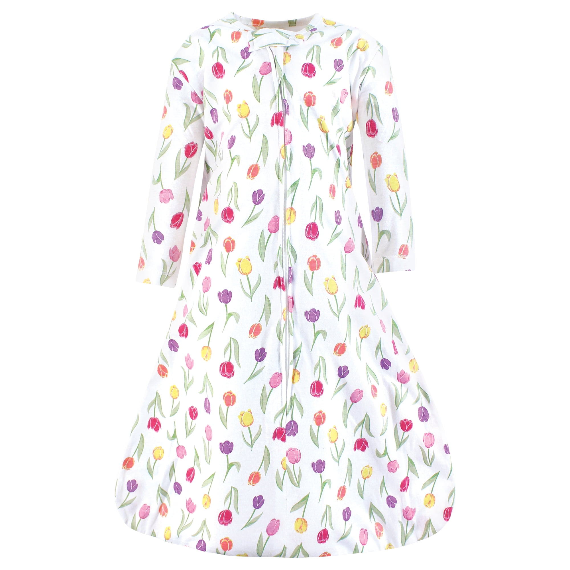 Hudson Baby Infant Girl Long Sleeve Cotton Jersey Sleeping Bag, Spring Tulips, 6-12 Months