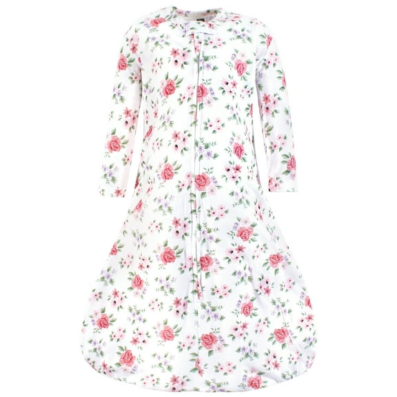 Hudson Baby Infant Girl Long Sleeve Cotton Jersey Sleeping Bag, Vintage Floral, 0-6 Months