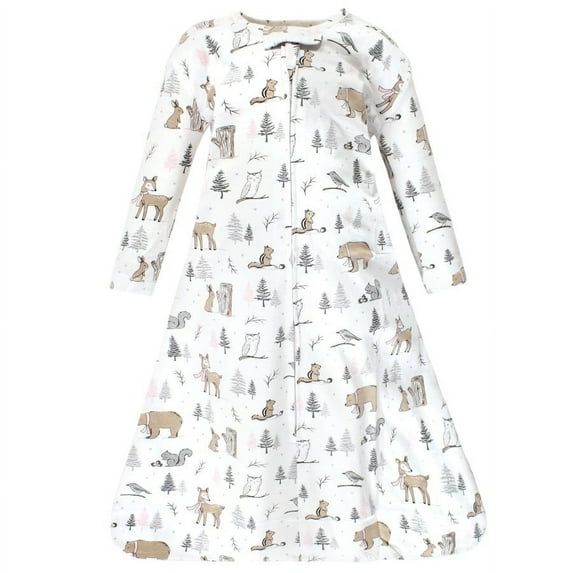 Hudson Baby Infant Girl Long Sleeve Cotton Jersey Sleeping Bag, Winter Forest, 18-24 Months