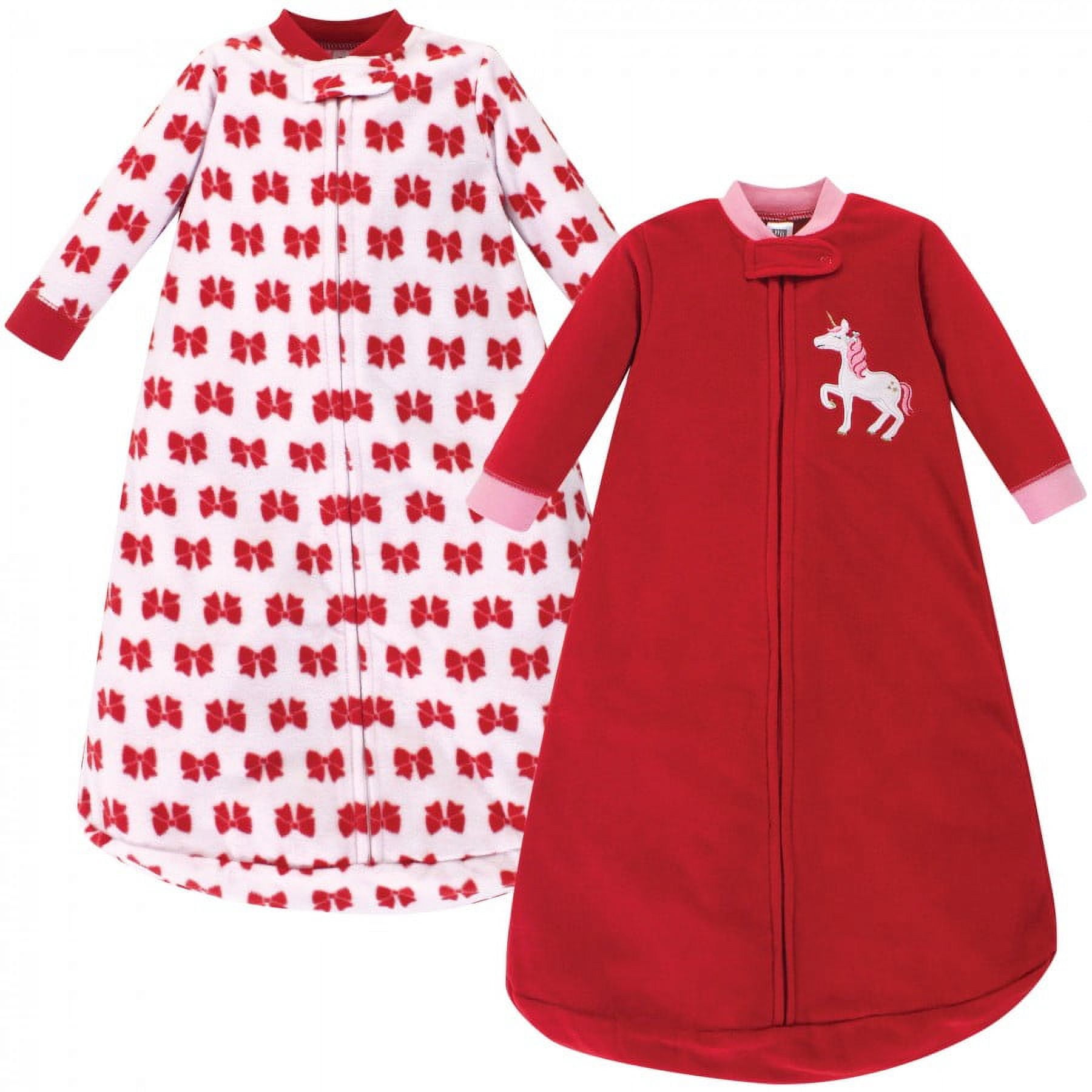 Hudson Baby Infant Girl Long-Sleeve Fleece Sleeping Bag, Christmas Unicorn, 0-9 Months
