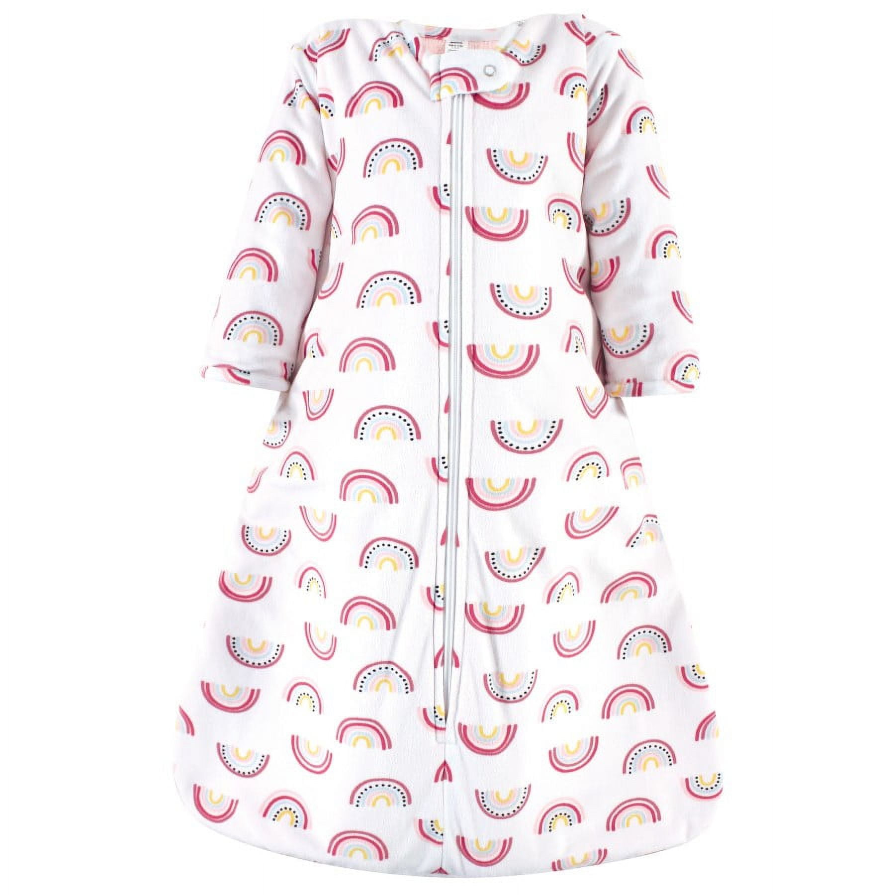 Hudson Baby Infant Girl Long Sleeve Plush Faux Fur Sleeping Bag, Wearable Blanket, Modern Rainbow, 18-24 Months