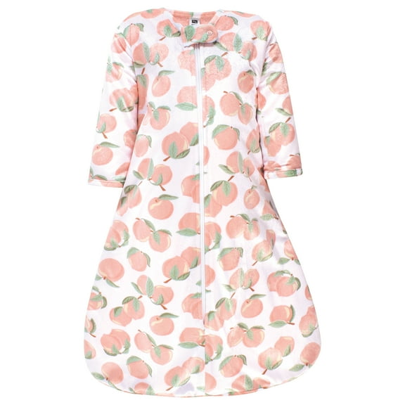 Hudson Baby Infant Girl Long Sleeve Plush Faux Fur Sleeping Bag, Wearable Blanket, Peach, 12-18 Months