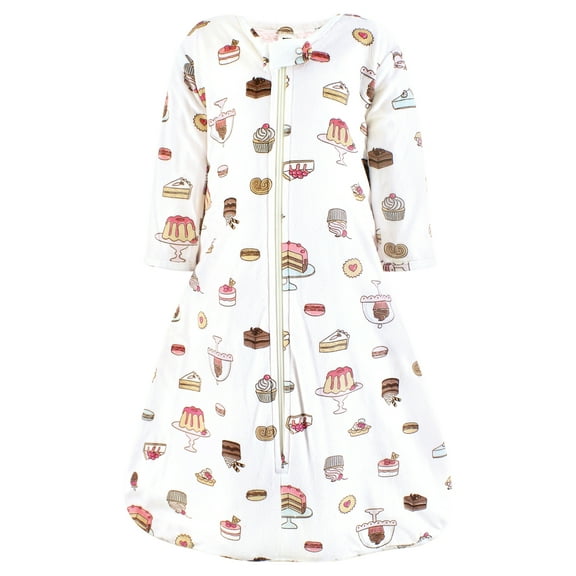 Hudson Baby Infant Girl Long Sleeve Plush Faux Fur Sleeping Bag, Wearable Blanket, Sweet Bakery, 0-6 Months