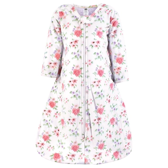 Hudson Baby Infant Girl Long Sleeve Plush Faux Fur Sleeping Bag, Wearable Blanket, Vintage Floral, 18-24 Months