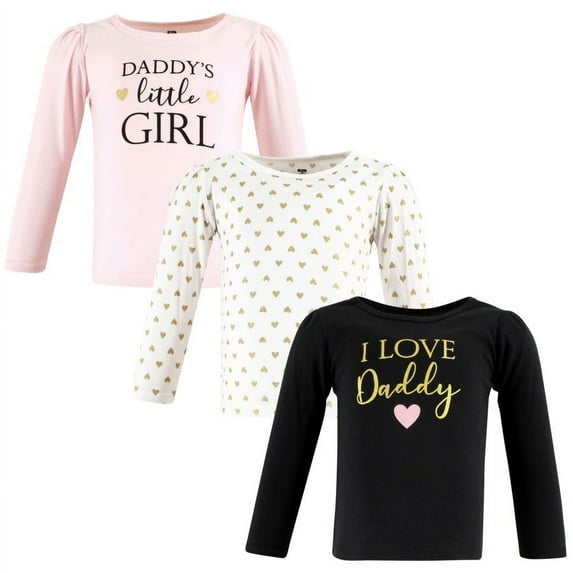 Hudson Baby Infant Girl Long Sleeve T-Shirts, Girl Daddy, 12-18 Months