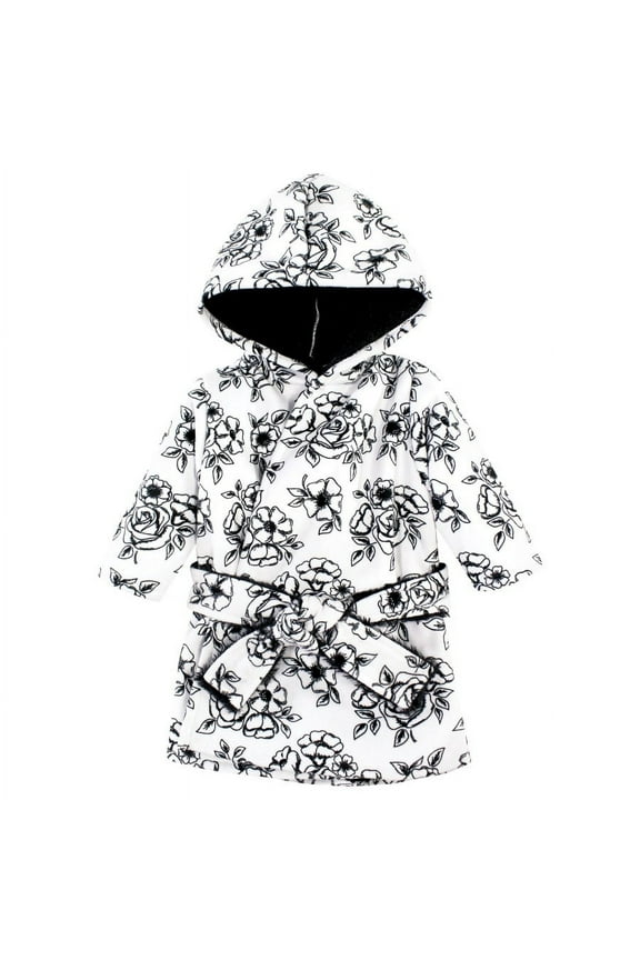 Infant Girl Mink with Faux Fur Lining Pool and Beach Robe Cover-ups, Black Toile, 12-18 Months