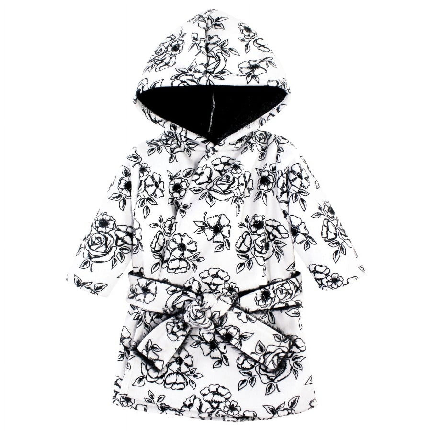 Hudson Baby Infant Girl Mink with Faux Fur Lining Pool and Beach Robe Cover-ups, Black Toile, 18-24 Months