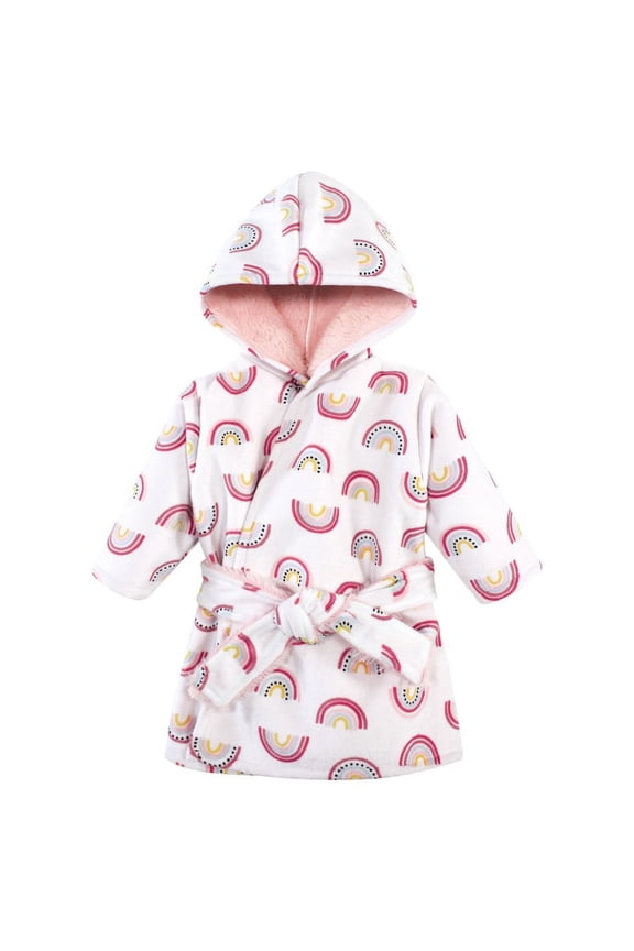 Infant Girl Mink with Faux Fur Lining Pool and Beach Robe Cover-ups, Modern Rainbow, 6-12 Months