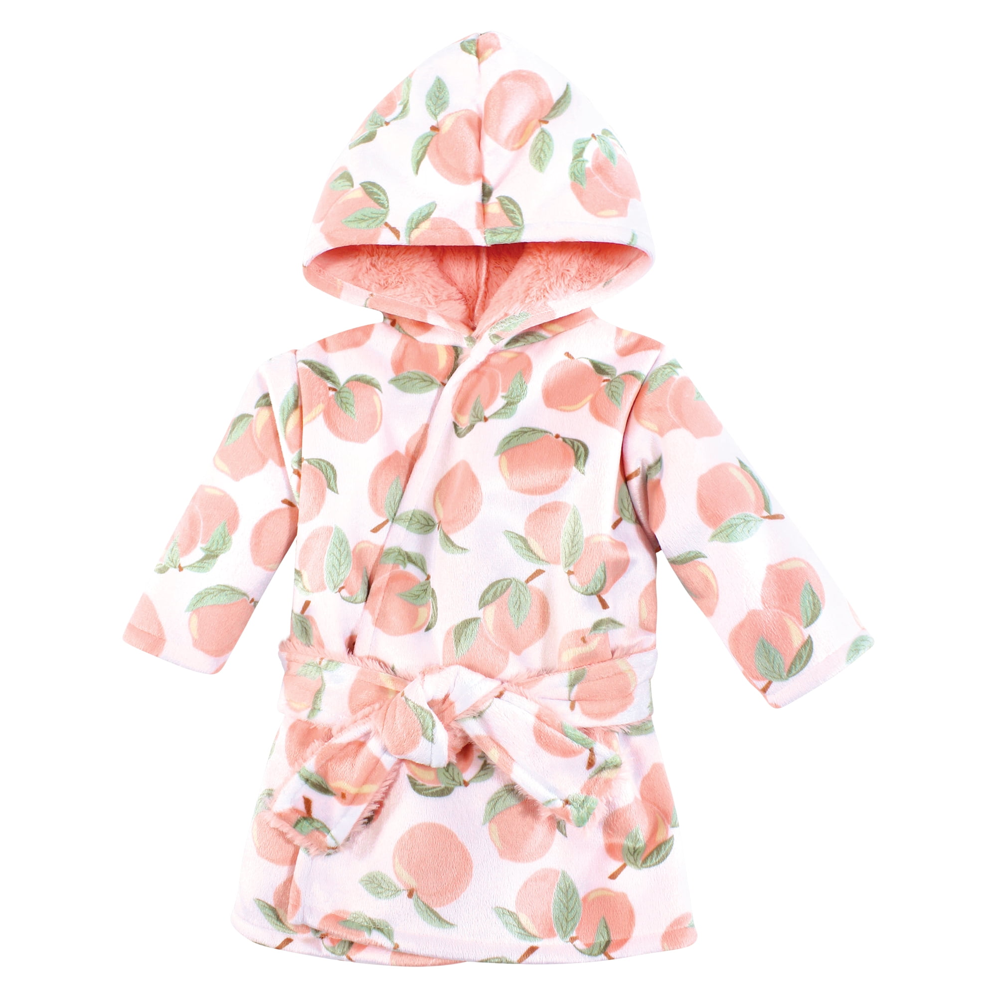 Hudson Baby Infant Girl Mink with Faux Fur Lining Pool and Beach Robe Cover-ups, Peach, 6-12 Months