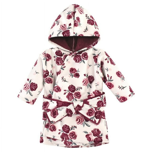 Hudson Baby Infant Girl Mink with Faux Fur Lining Pool and Beach Robe Cover-ups, Rose, 0-6 Months