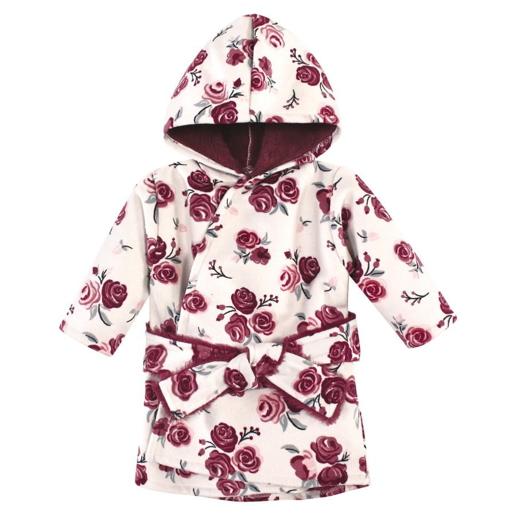 Hudson Baby Infant Girl Mink with Faux Fur Lining Pool and Beach Robe Cover-ups, Rose, 12-18 Months