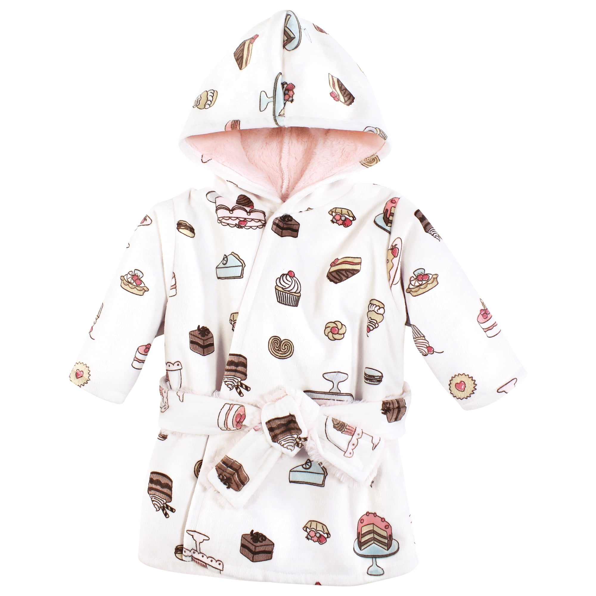 Hudson Baby Infant Girl Mink with Faux Fur Lining Pool and Beach Robe Cover-ups, Sweet Bakery, 6-12 Months