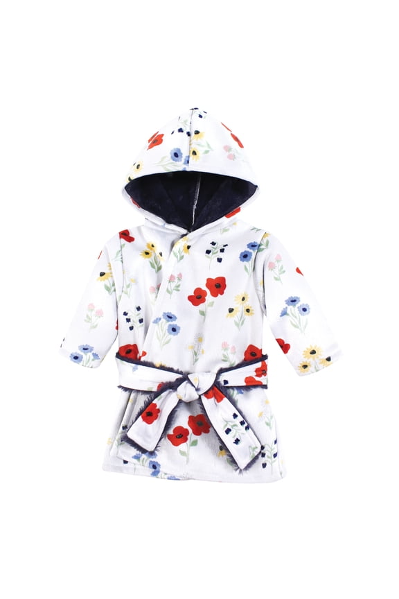 Infant Girl Mink with Faux Fur Lining Pool and Beach Robe Cover-ups, Wildflower, 18-24 Months