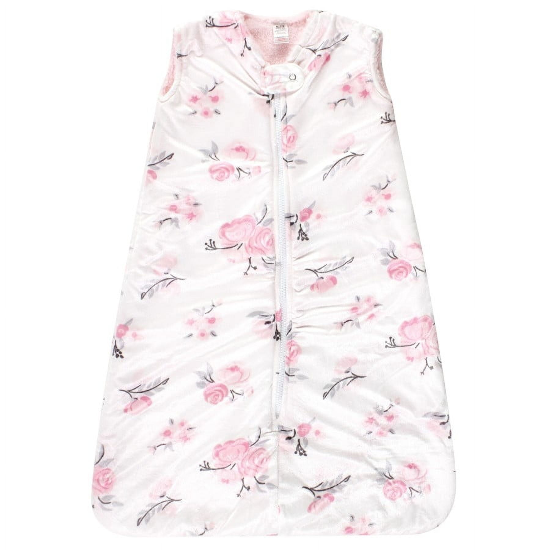 Hudson Baby Infant Girl Mink with Faux Shearling Inner Sleeping Bag, Sack, Blanket, Pink Floral, 0-6 Months
