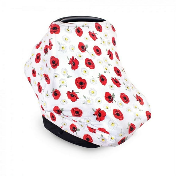 Hudson Baby Infant Girl Multi-use Car Seat Canopy, Poppy Daisy, One Size