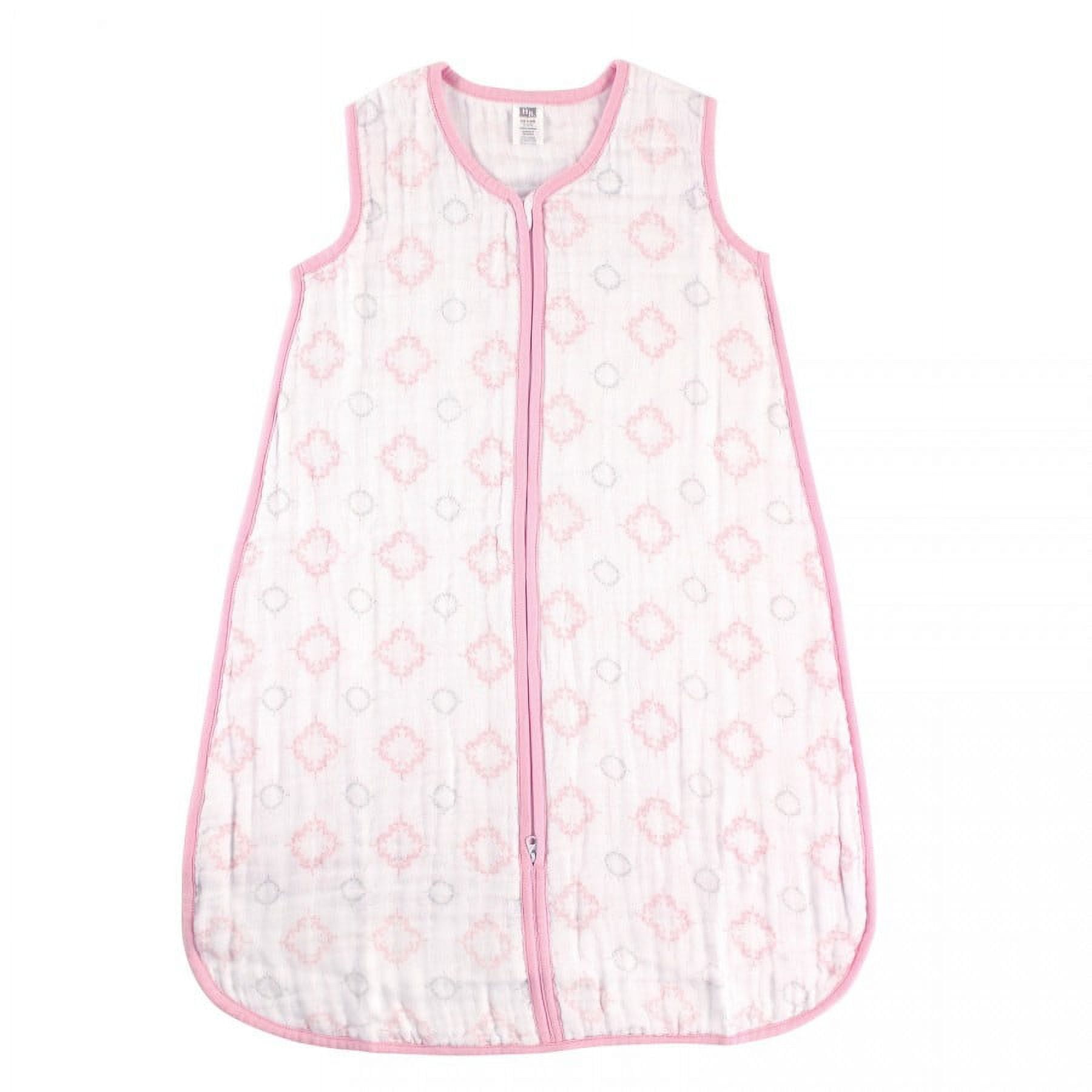 Hudson Baby Infant Girl Muslin Cotton Sleeveless Wearable Sleeping Bag, Sack, Blanket, Damask, 6-12 Months