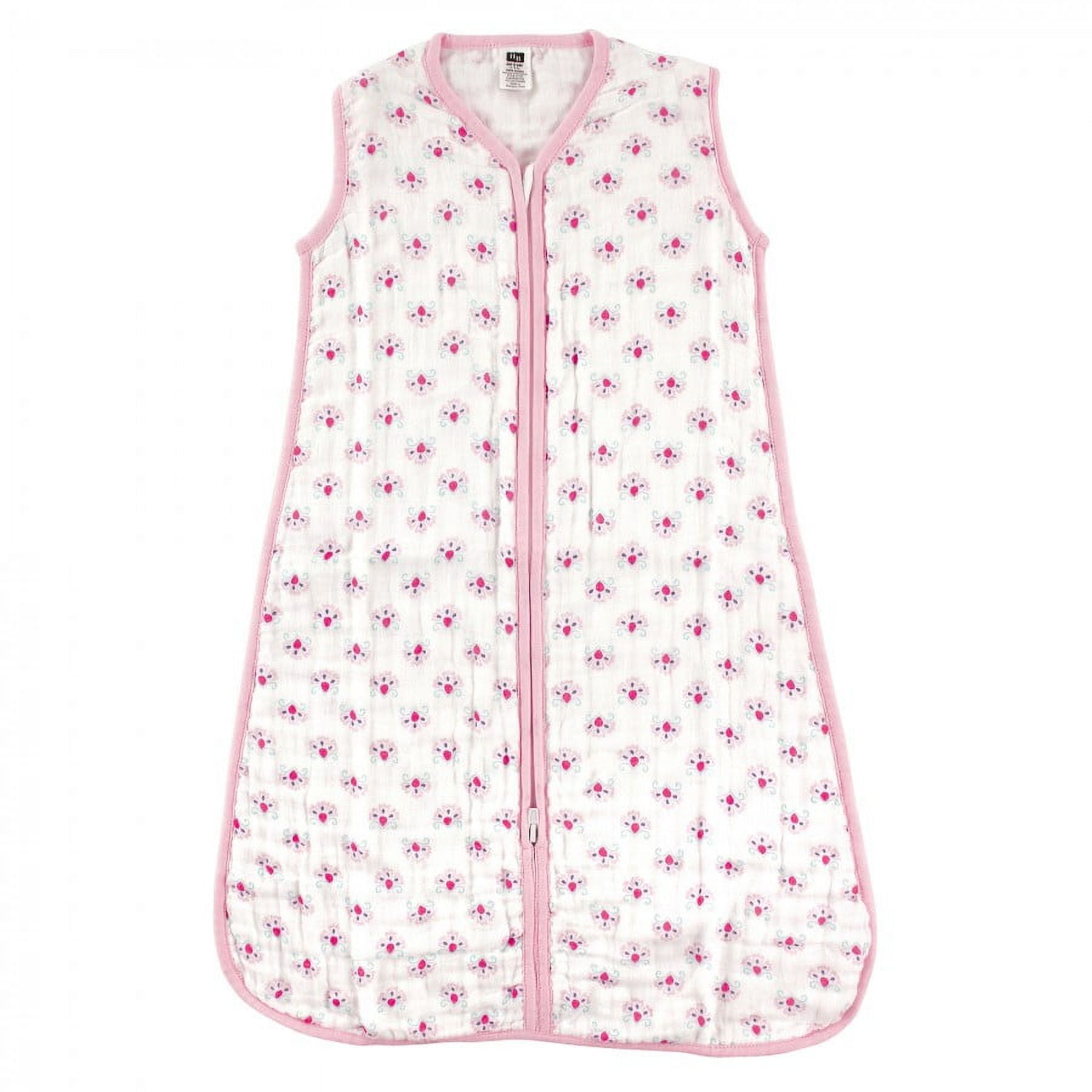 Hudson Baby Infant Girl Muslin Cotton Sleeveless Wearable Sleeping Bag, Sack, Blanket, Flower, 12-18 Months