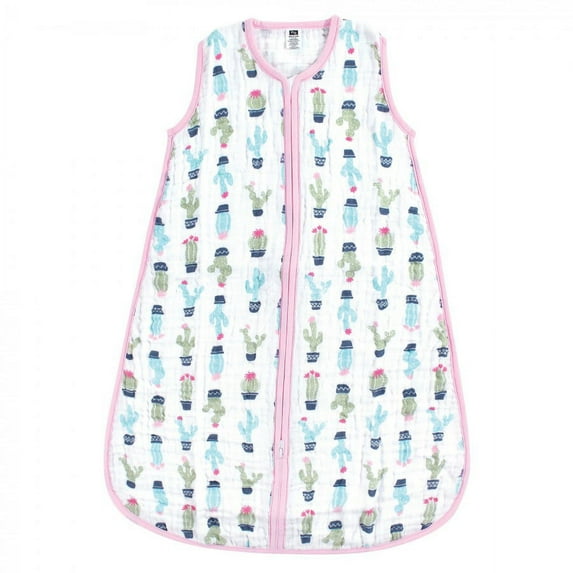 Hudson Baby Infant Girl Muslin Cotton Sleeveless Wearable Sleeping Bag, Sack, Blanket, Girl Cactus, 18-24 Months