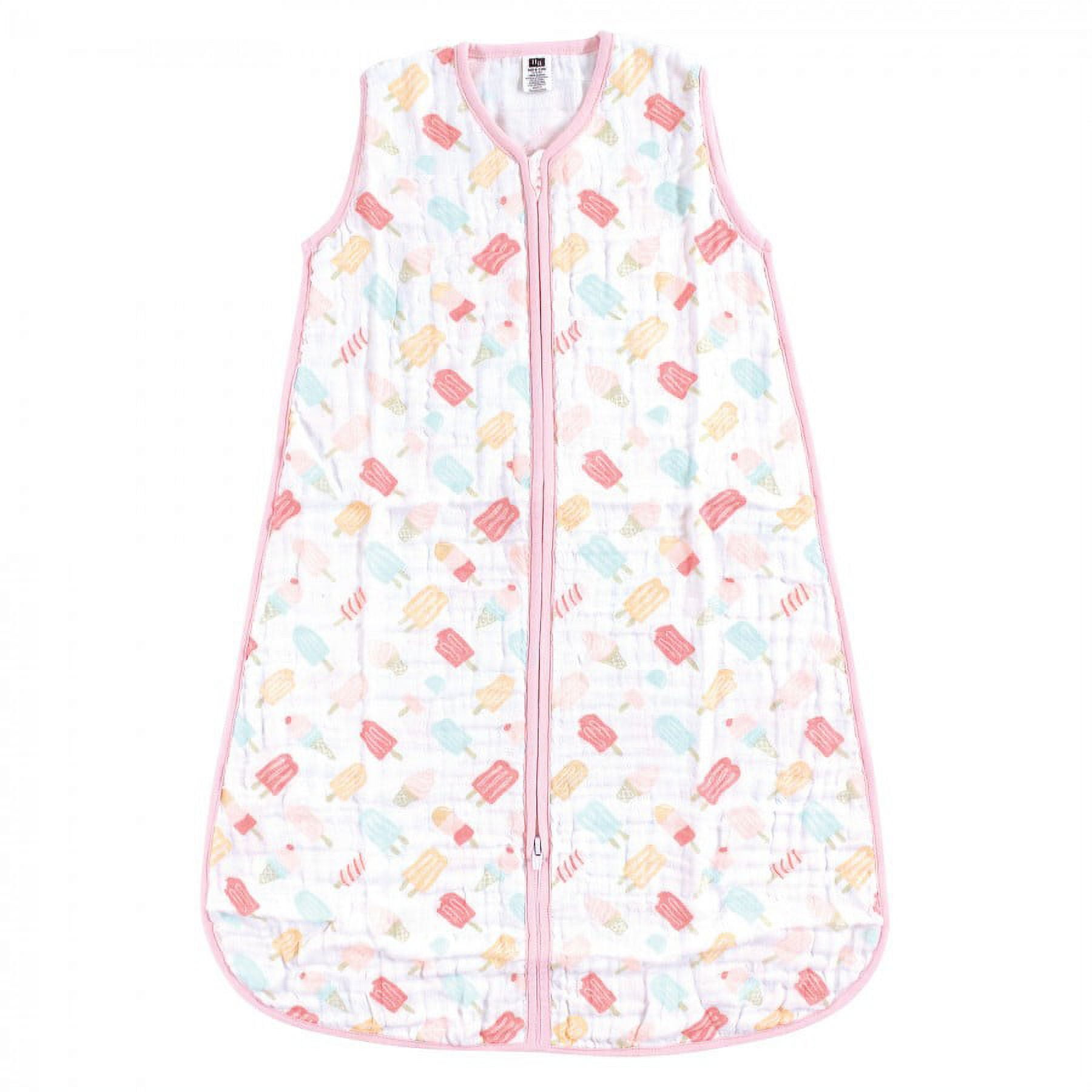 Hudson Baby Infant Girl Muslin Cotton Sleeveless Wearable Sleeping Bag, Sack, Blanket, Ice Cream, 12-18 Months